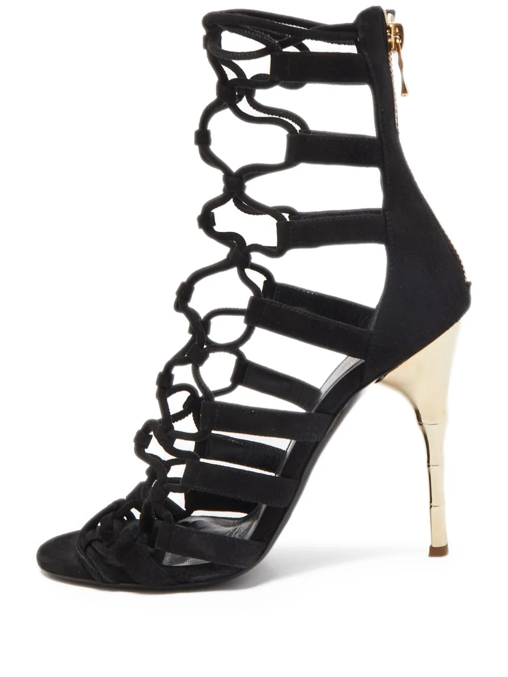 Balmain Pre-Owned 110MM Lace Metal Heel Sandals | Black | Image 1