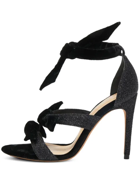 Alexandre Birman 110 mm glittersandaler i velour med sløjfedetalje