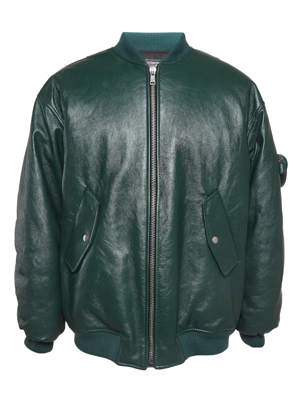 Pre-owned Prada Leather Bomber Jacket