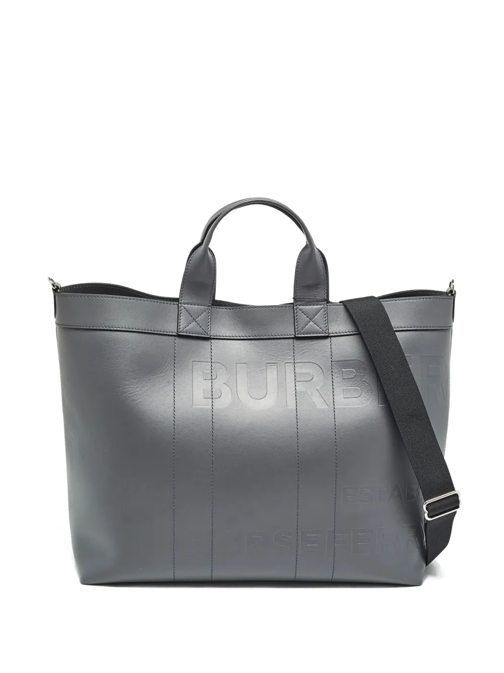 Burberry Pre-Owned logo-embossed leather tote bag - Grey