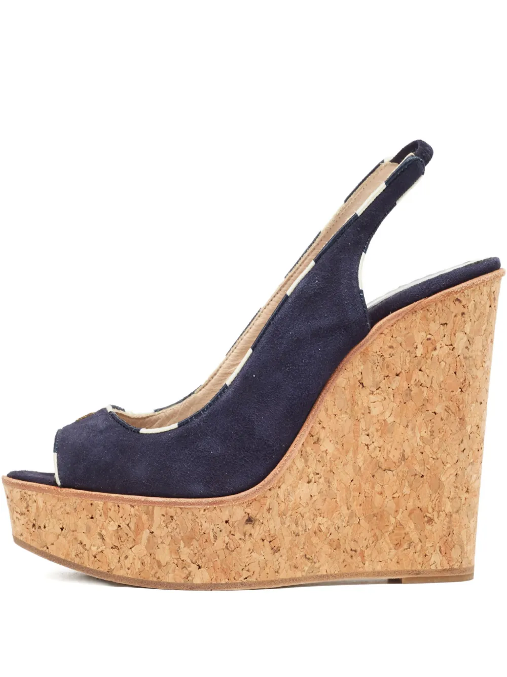 pre-owned 135mm suede wedge sandals