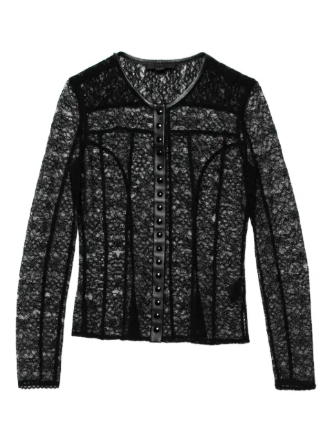 Pre-Owned Alexander Wang leather-trim lace t-shirt
