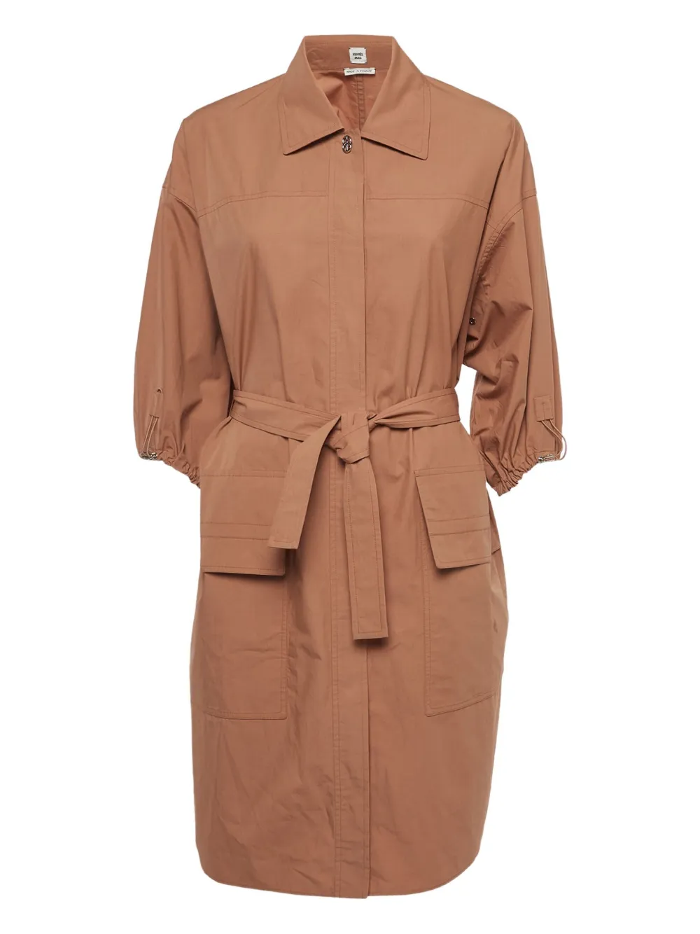 belted-waist midi dress
