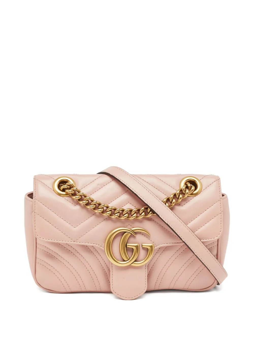 Gucci Pre-Owned GGマーモント シェブロン チェーンストラップ ショルダーバッグ - ピンク Gucci Pre-Owned GGマーモント シェブロン チェーンストラップ ショルダーバッグ - ピンク