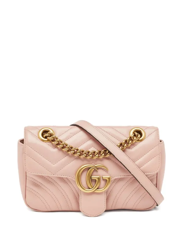 GUCCI マトラッセ・シェブロン GG マーモント ショルダーバッグ Gucci Pre-Owned 2016-2024 ミニ カーフスキン GGマーモント