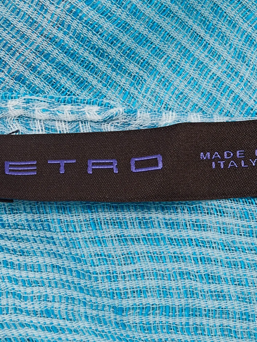 Etro Pre-owned Grid-pattern Silk Scarf in Blue, view 3
