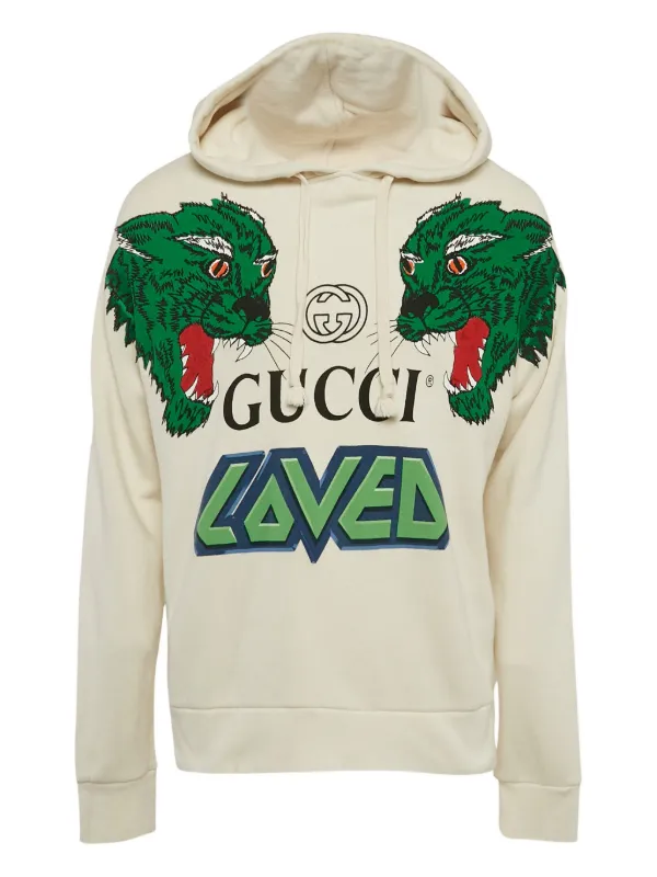 Gucci Pre-Owned Hoodie Mit Tiger-Print Nude FARFETCH DE