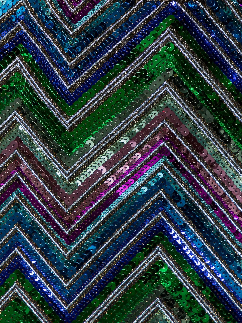 Pre-owned Gucci Chevron-pattern Sequinned Midi Skirt In Blue