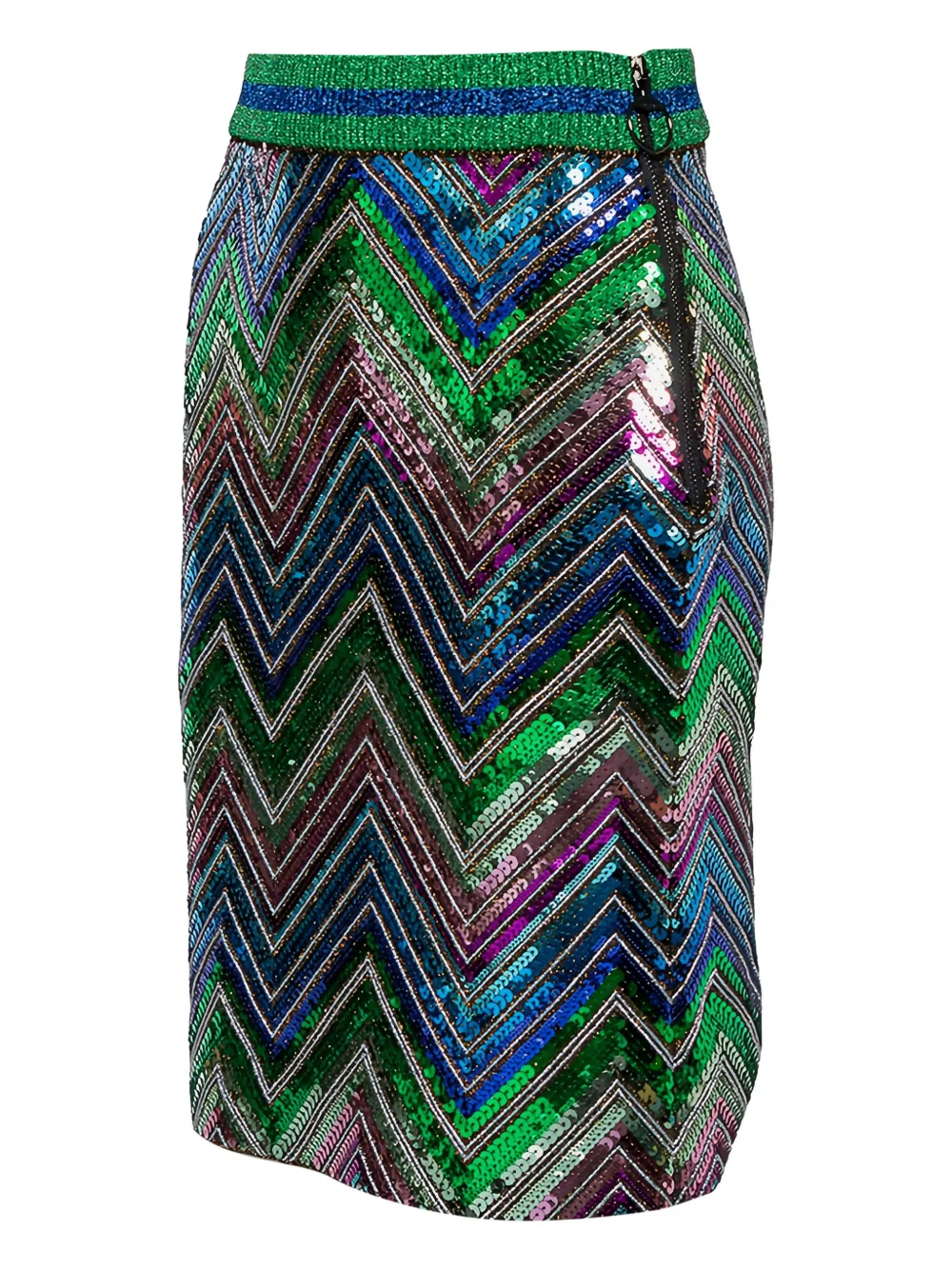 Gucci Pre-Owned Midi-rok met chevron patroon en pailletten - Blauw