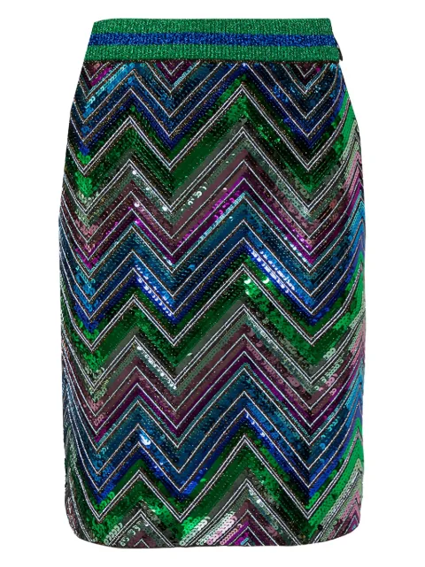 Gucci Pre-Owned chevron-pattern sequinned midi skirt