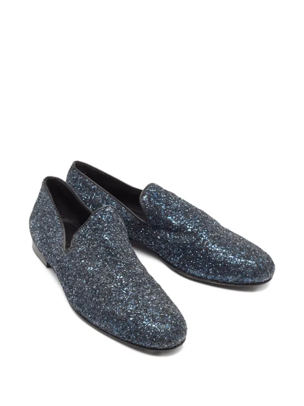 Men\'s Jimmy Choo Glitter Loafers - Blue Jimmy Choo Sloane Blue Diamond Glitter Velvet Loafers N4611  main image 3