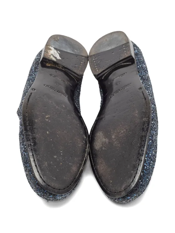 Great condition Jimmy Choo Glitter loafers Jimmy Choo Pre-Owned Glitter Loafers | Blue | FARFETCH main image 3