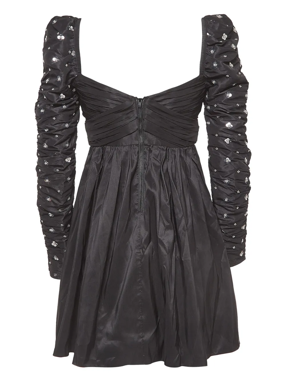 Self-Portrait Pre-owned mini-jurk met pofmouwen en pailletten - Zwart
