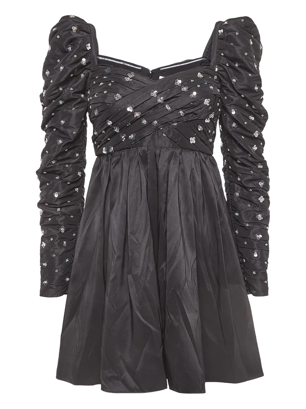 Self-Portrait pre-owned puff sleeves sequins mini dress | Black | Image 1