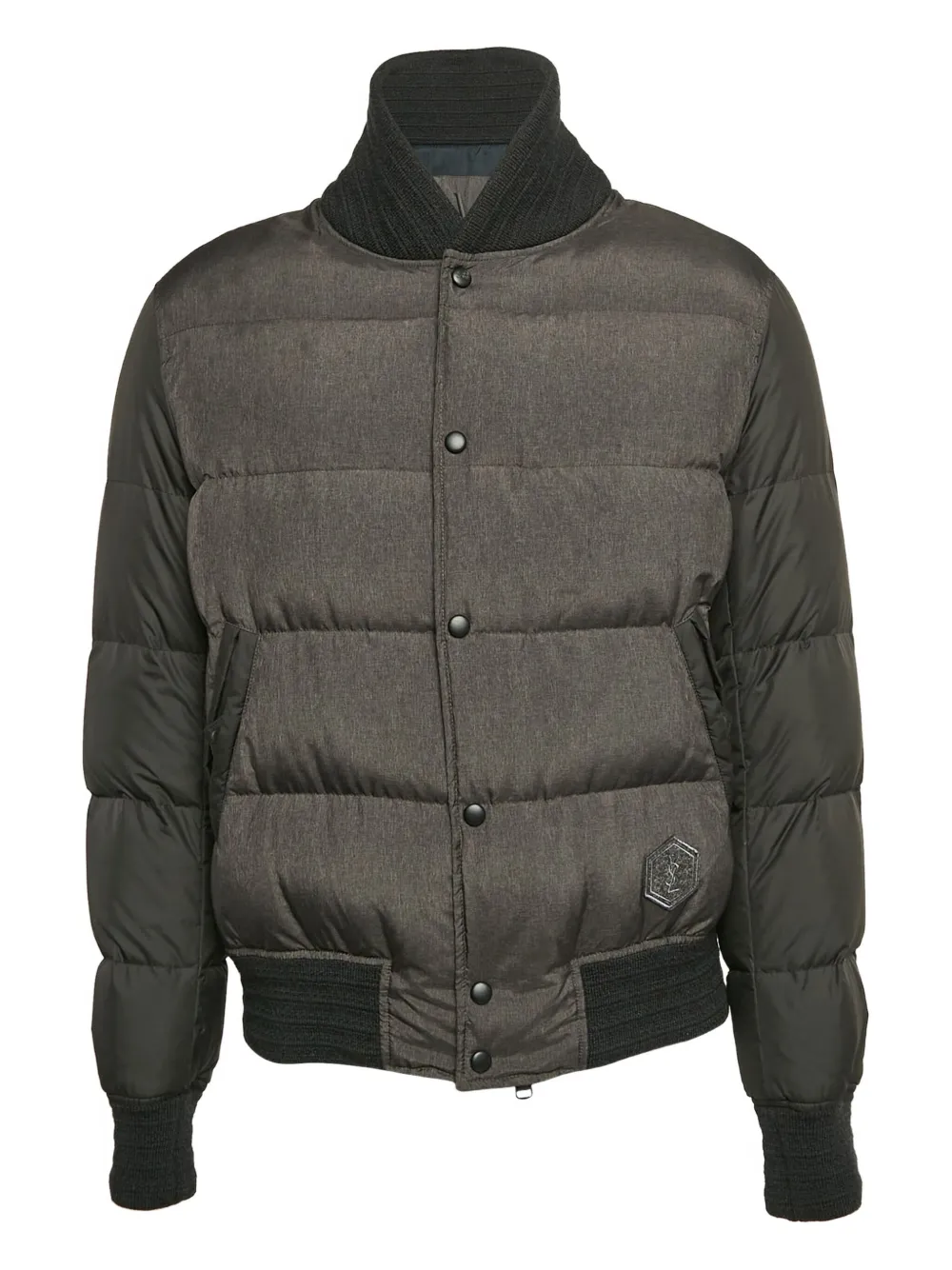 Saint Laurent Pre-Owned logo-patch quilted jacket | Grey | Image 1