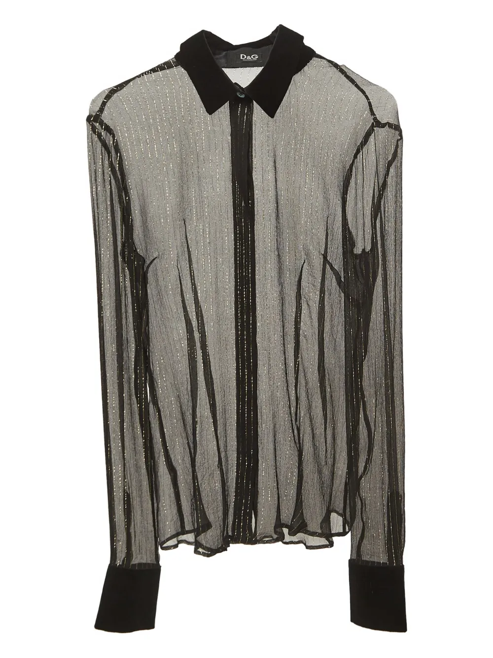 Pre-owned D&g Vintage Sheer Striped Shirt In Black