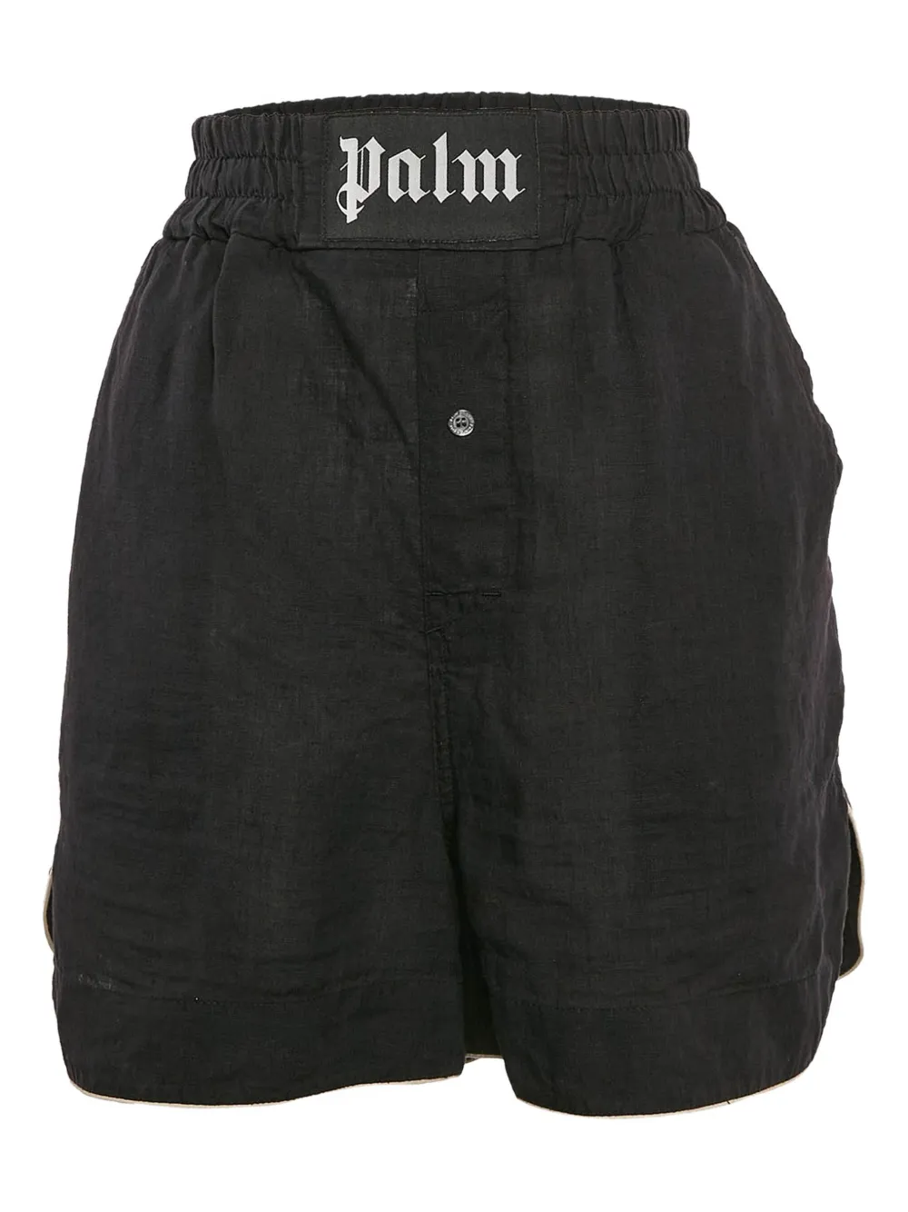 Palm Angels linen elastic-waistband shorts | Black | Image 1