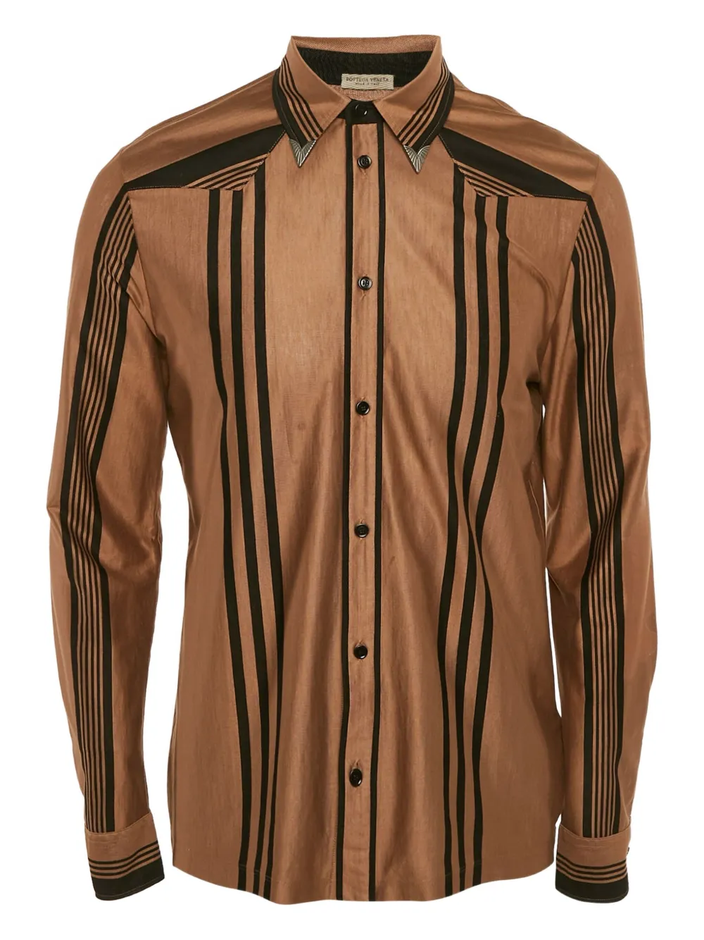 Bottega Veneta Pre-Owned striped cotton shirt | Brown | Image 1
