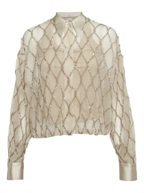 Brunello Cucinelli Vintage sequins diamond shirt