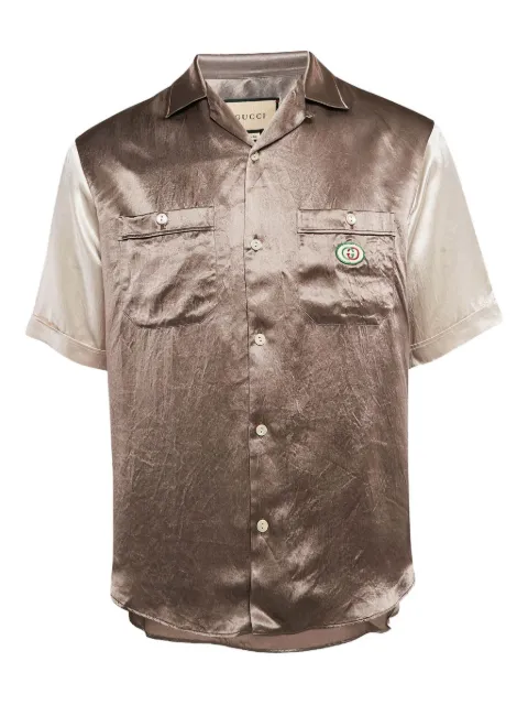 Gucci Pre-Owned logo-appliqué satin shirt