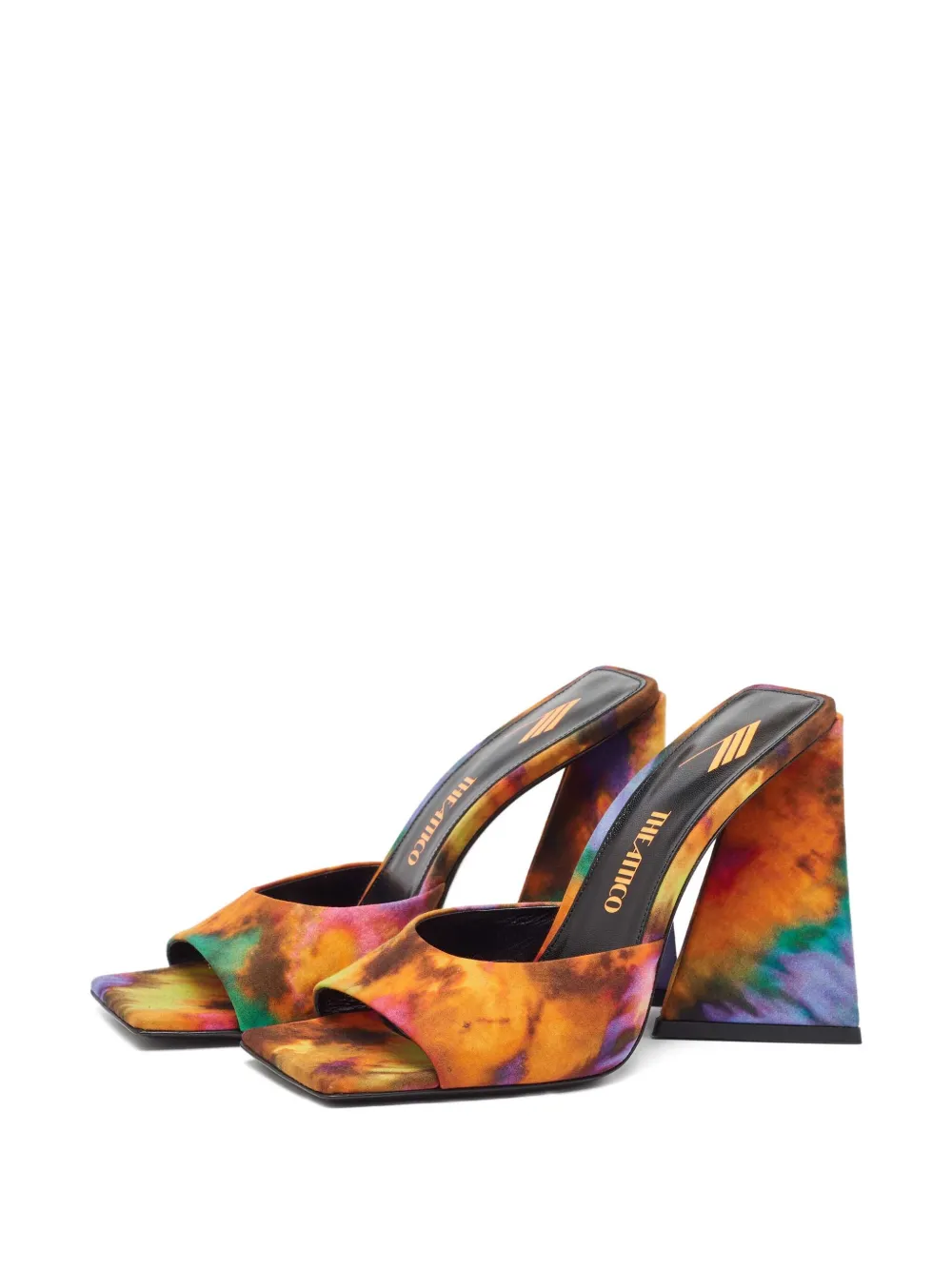 The Attico 110 mm sandalen met tie-dye print en vierkante neus - Oranje