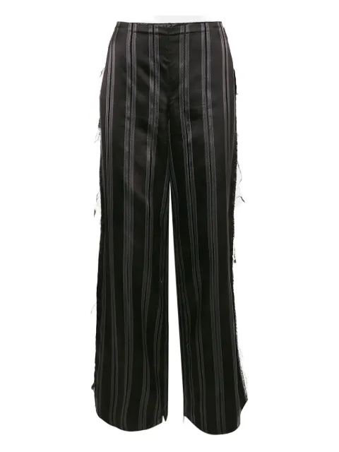 Lanvin Pre-Owned striped frayed-edge trousers