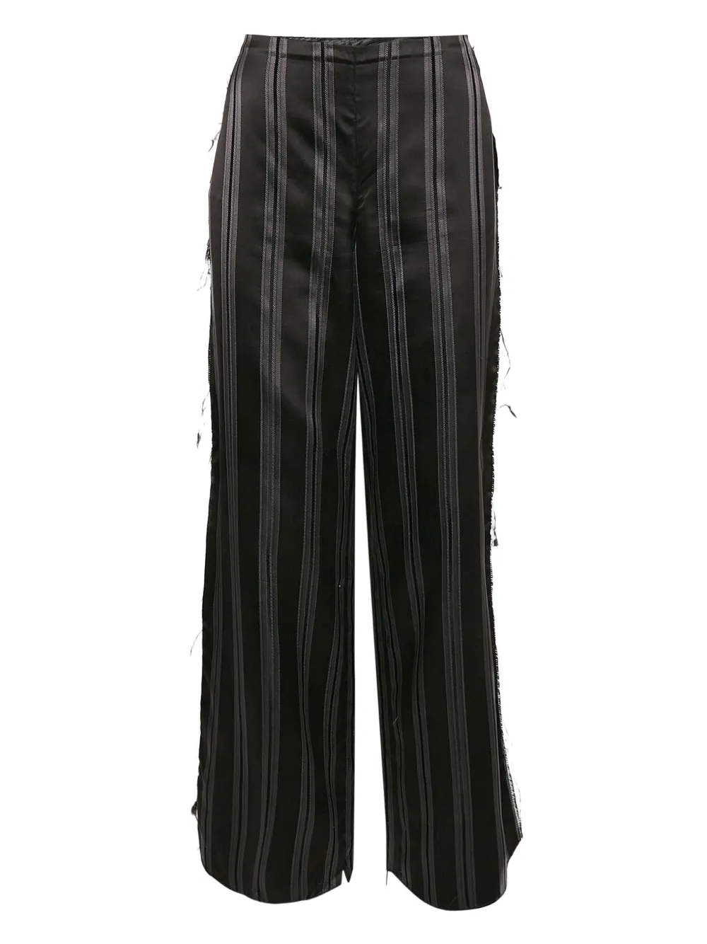 Lanvin Pre-Owned striped frayed-edge trousers | Black | Image 1