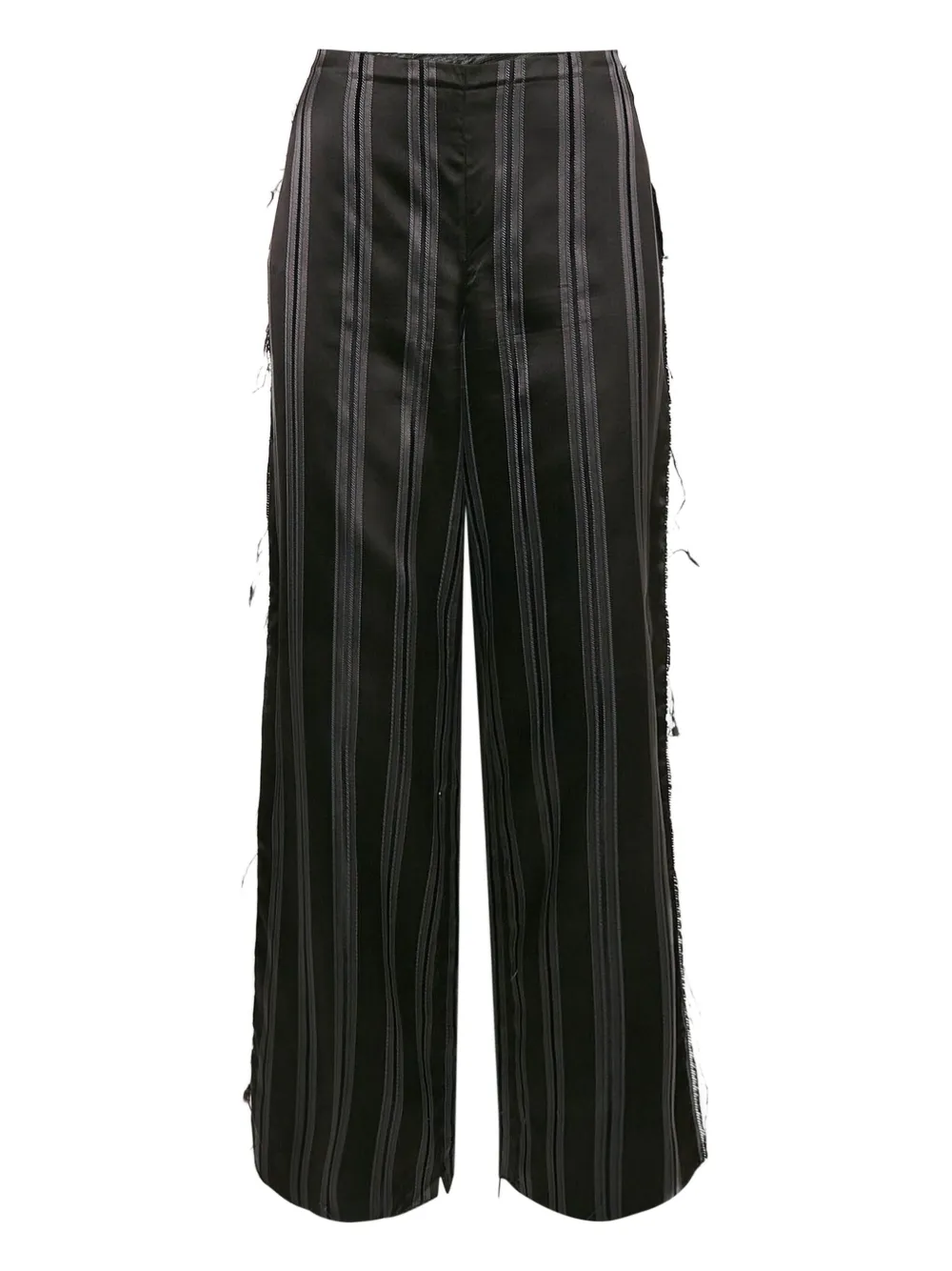 striped frayed-edge trousers