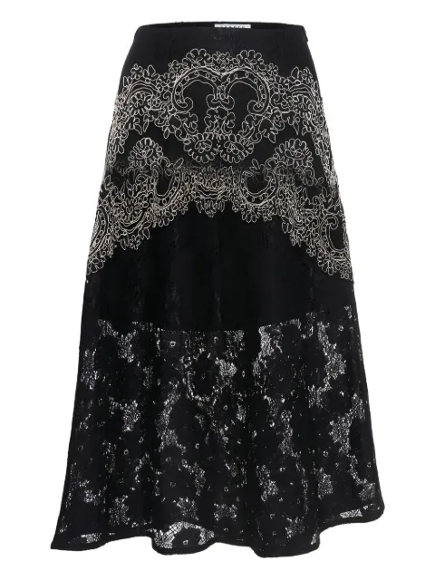 SANDRO lace embroidered midi skirt
