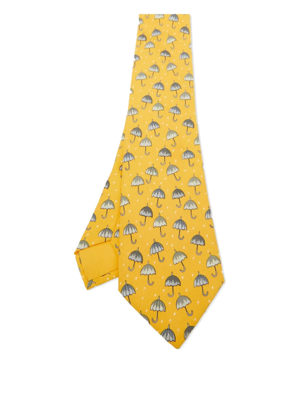 Hermès Pre-Owned umbrella-print silk tie | Orange | Image 1