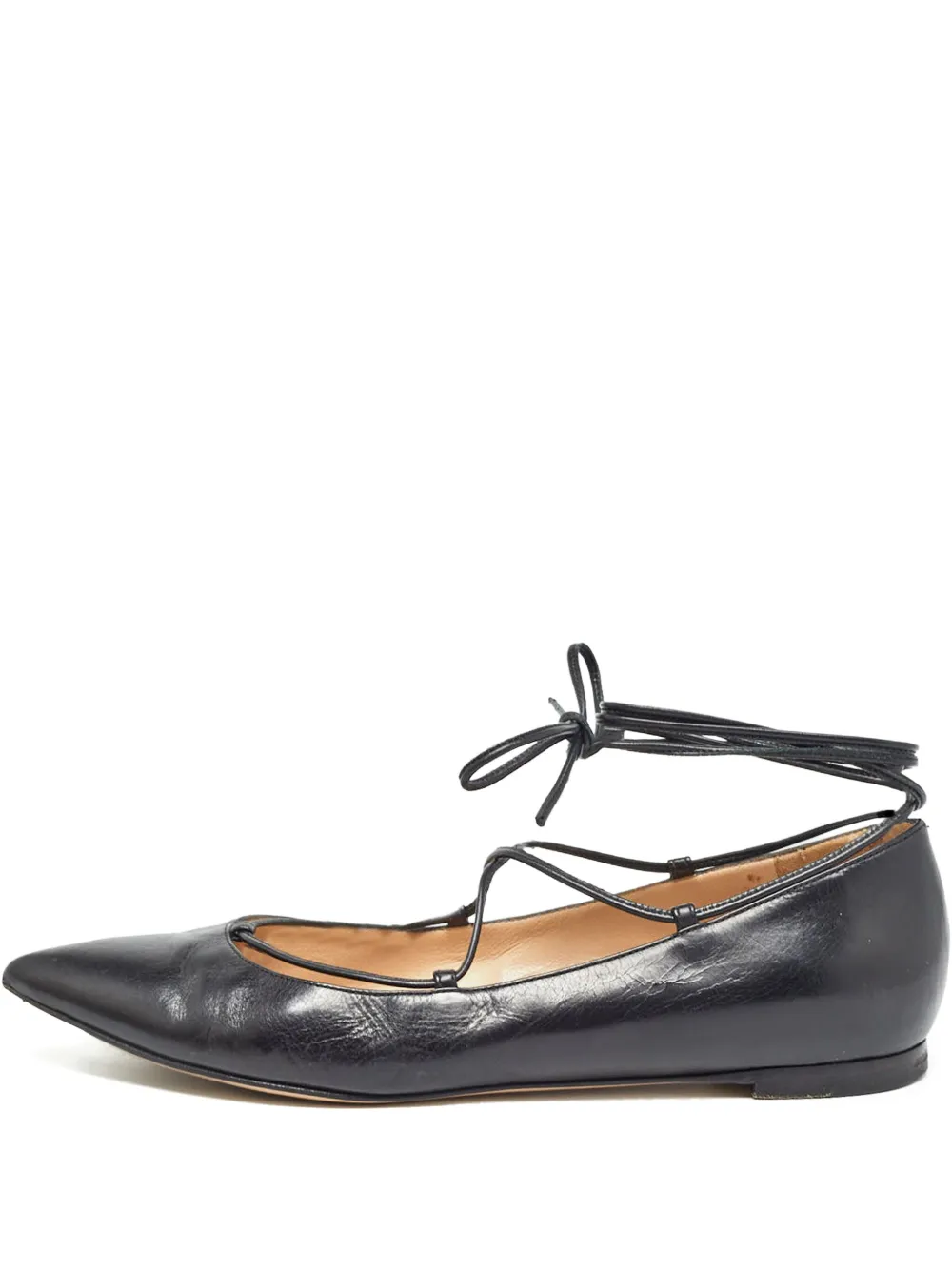 Gianvito Rossi pointed-toe lace-up ballet flats | Black | Image 1