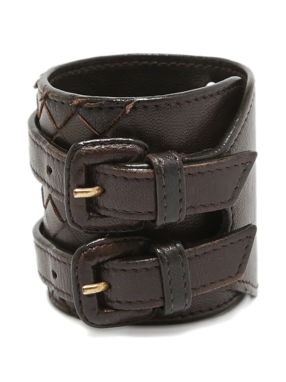 Intrecciato Leather Buckle Bracelet