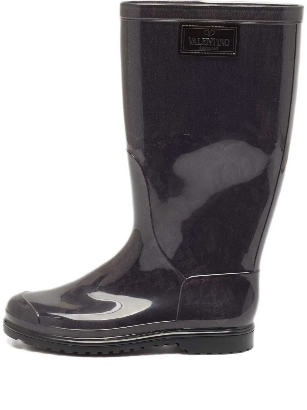 Valentino Garavani Pre-Owned lace-print rain boots - ブラック Valentino Garavani Pre-Owned lace-print rain boots - ブラック
