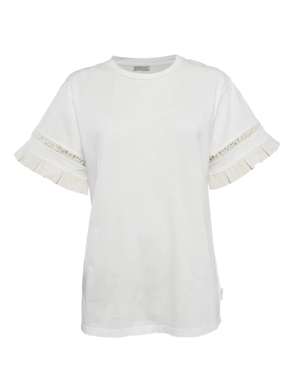 Moncler pleated embroidered T-shirt | White | Image 1