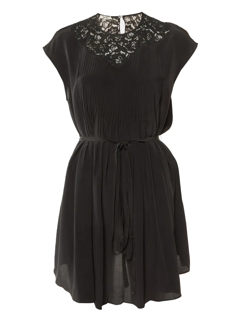 Pre-owned Miu Miu Lace Pleated Dress In Black