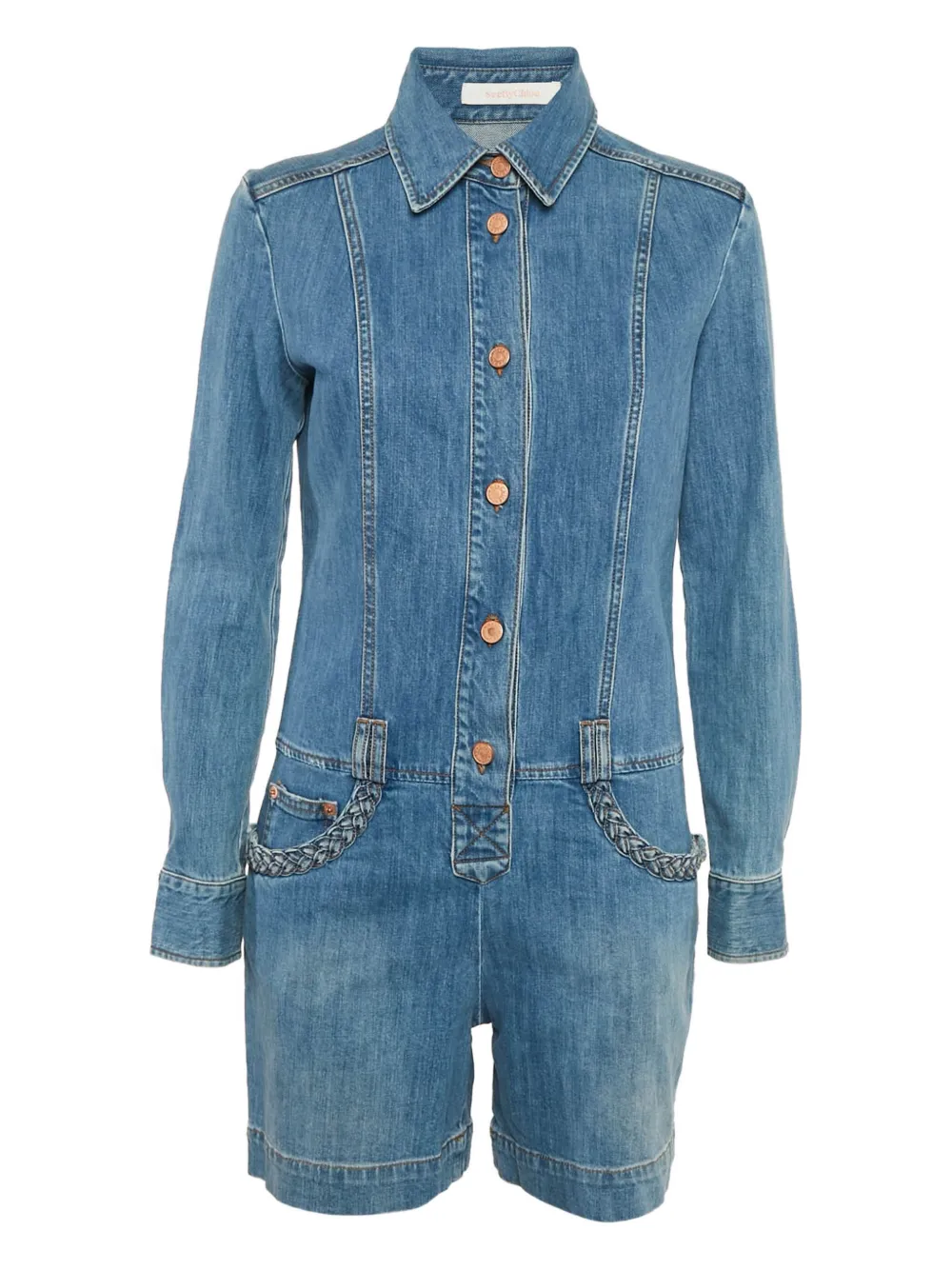 Pre-owned See By Chloé Braided-detail Denim Playsuit