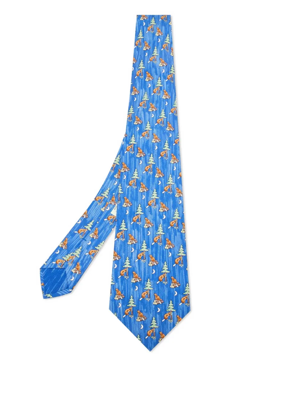 Hermès Pre-Owned 2024 graphic print silk tie - ブルー Hermès Pre-Owned 2024 graphic print silk tie - ブルー