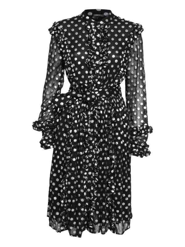 sachin and babi light blue dress Spring and Summer Baby Girls Short Sleeves Panda Cartoon Polka Dots Chiffon Dress 120 (5-7Y) / Black main image 1
