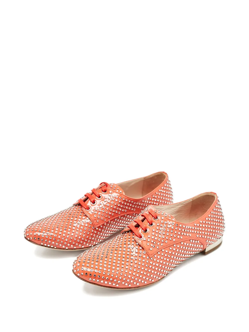 Miu Miu Pre-Owned Lakleren derby schoenen verfraaid met kristallen - Oranje