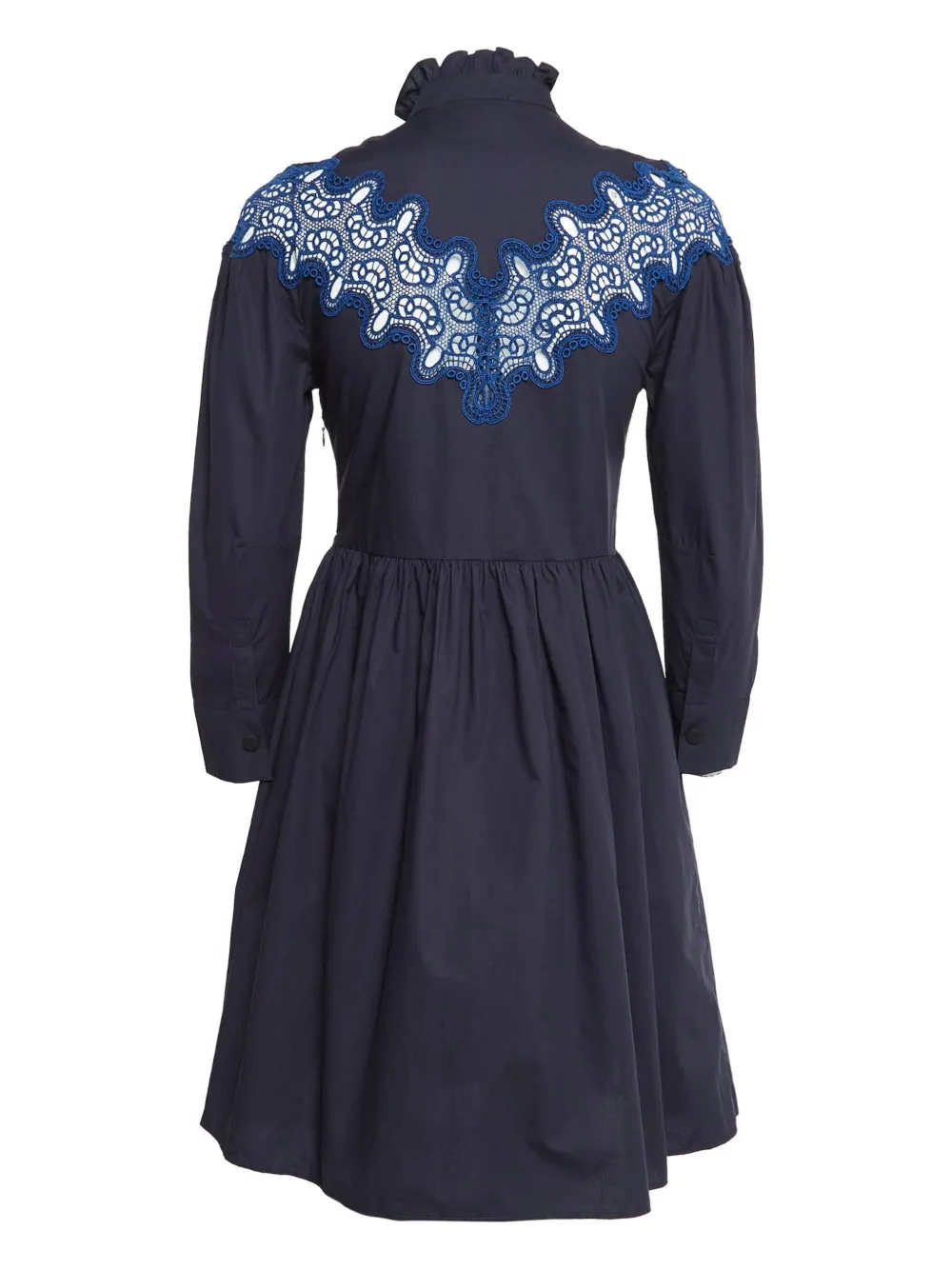 SANDRO Pre-owned mini-jurk met kant en yoke-detail - Blauw