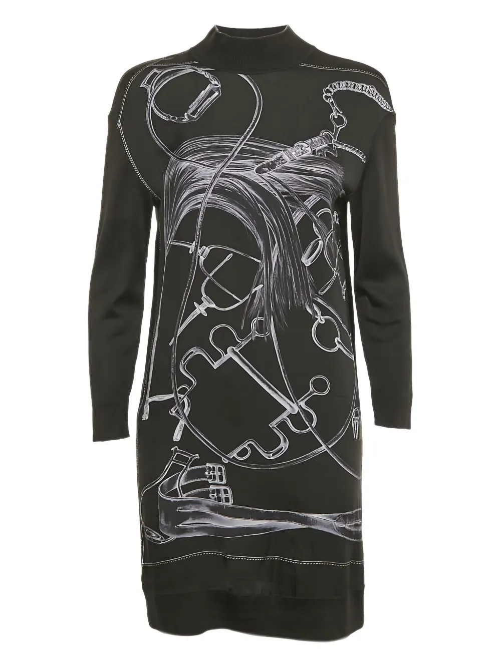 Hermès Pre-Owned printed silk knit dress - ブラック Hermès Pre-Owned printed silk knit dress - ブラック