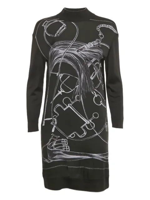 Hermès Pre-Owned mönstrad stickad sidenklänning