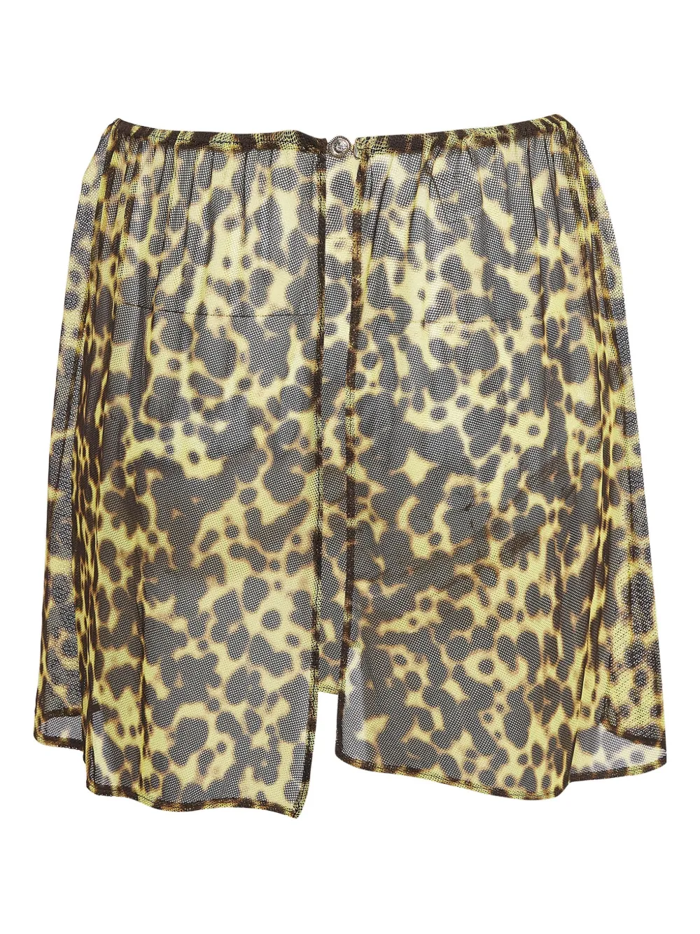 Pre-owned Versace Leopard-print Mesh Skirt In Yellow