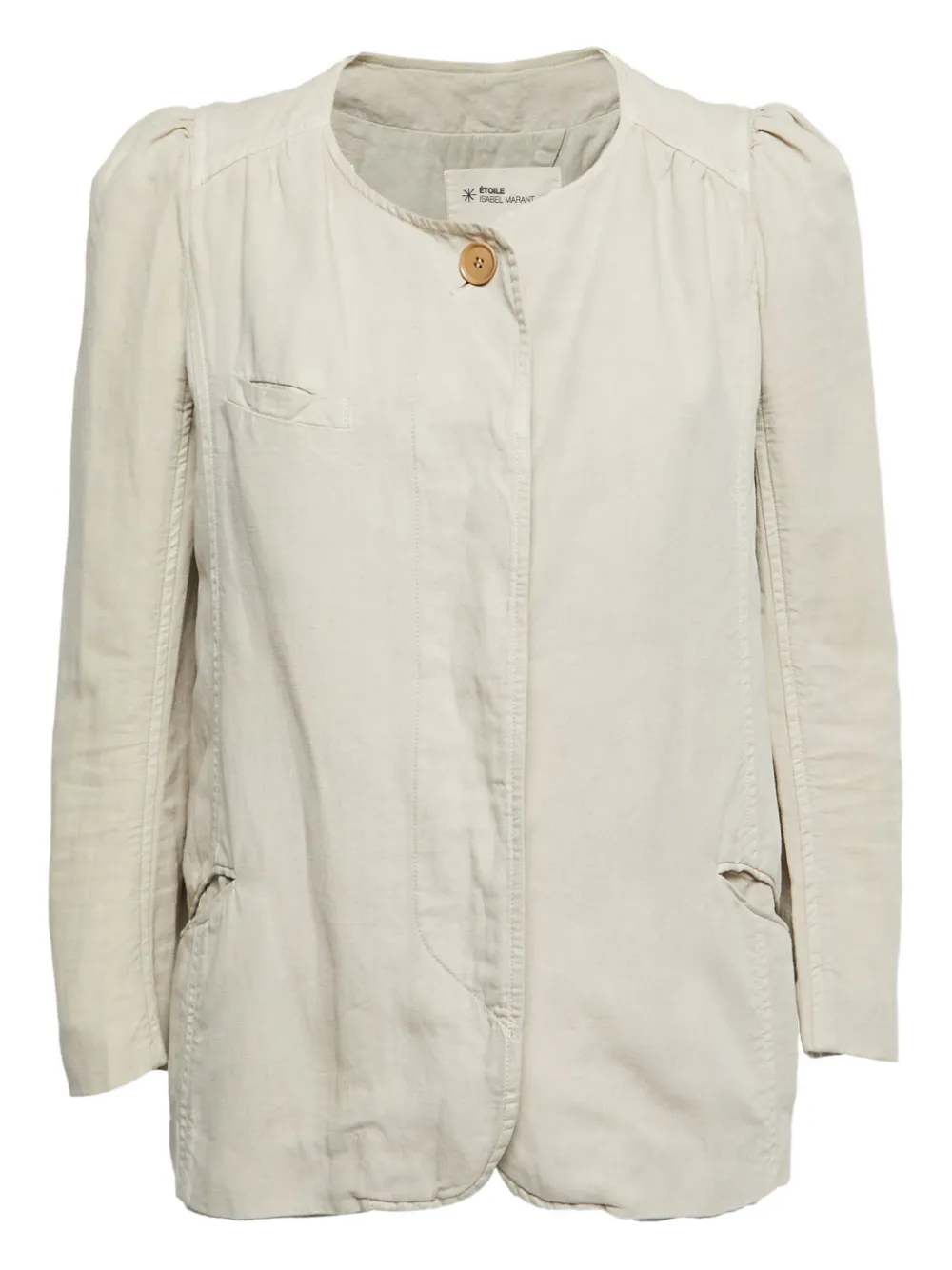 pre-owned puff sleeves pockets jacket