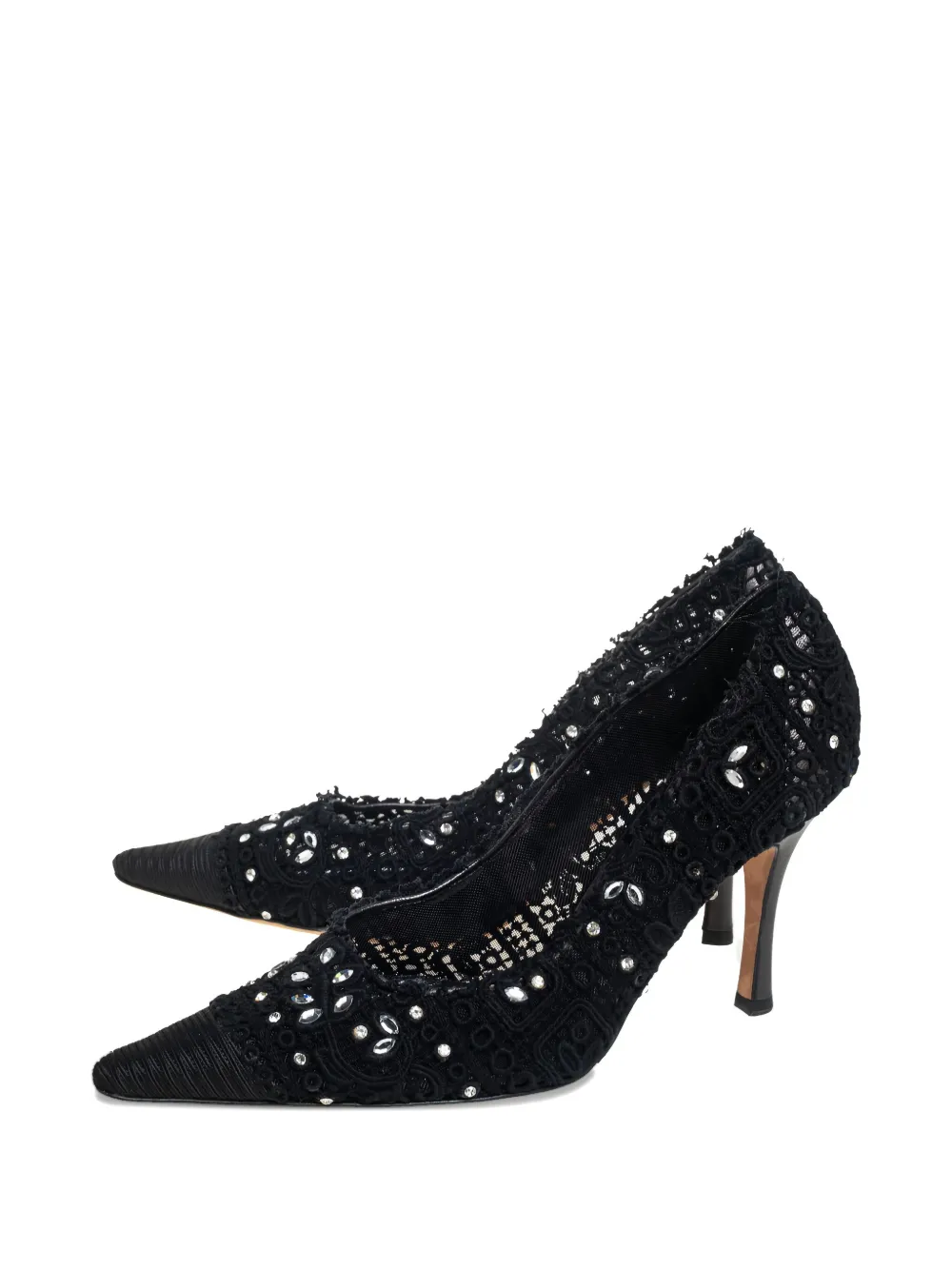 René Caovilla Pre-owned 100 mm pumps verfraaid met kristallen - Zwart