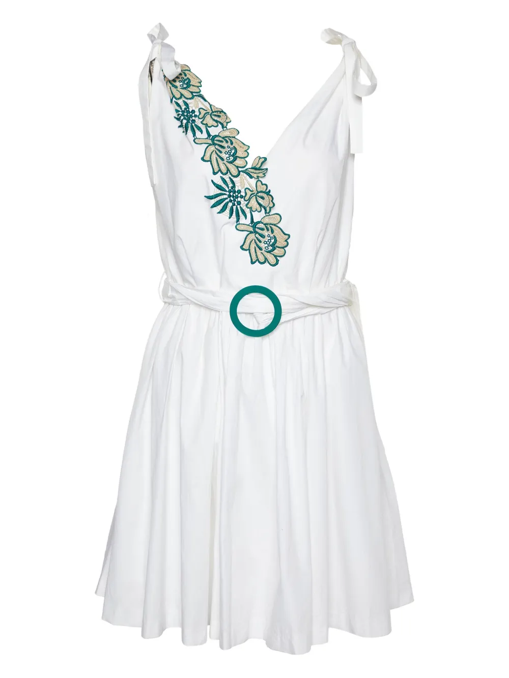SANDRO embroidered belt mini dress - Bianco