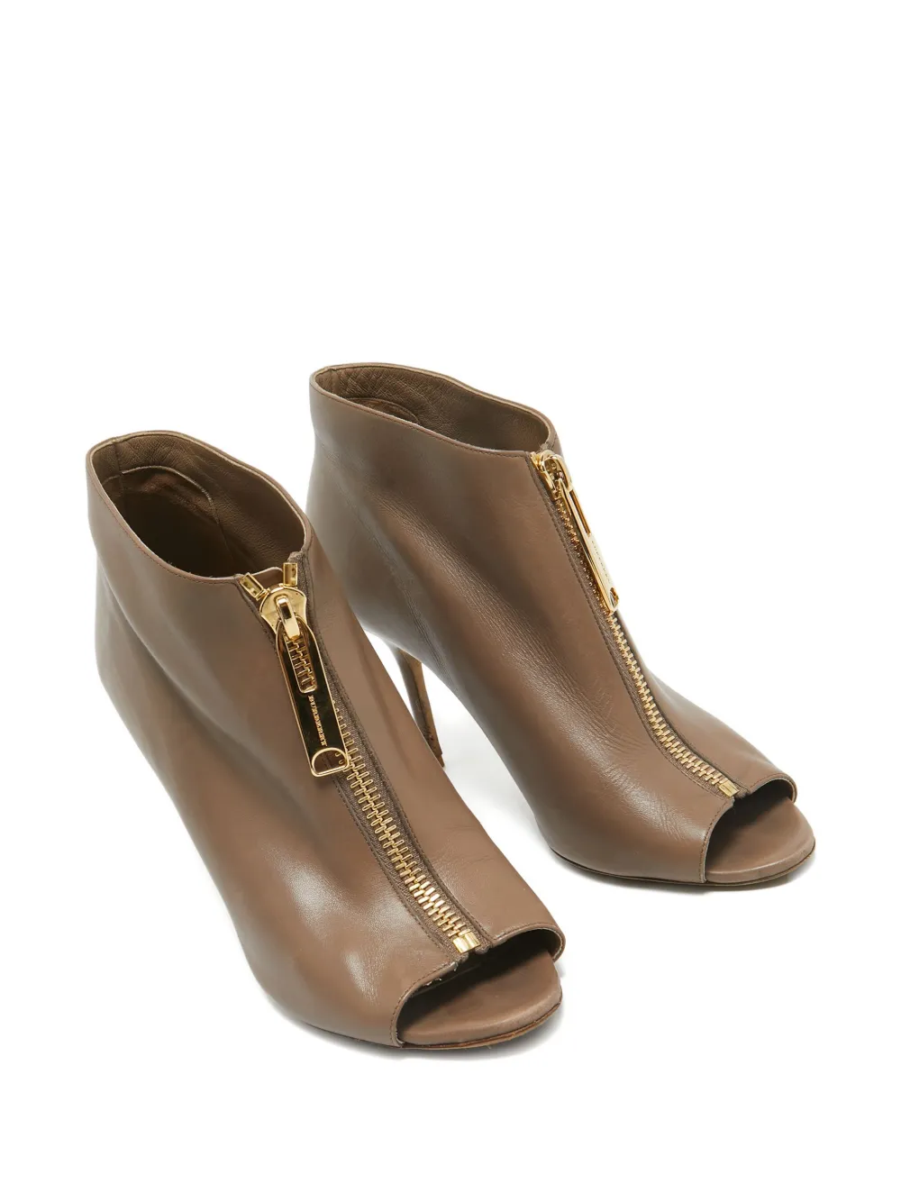 Burberry Pre-Owned 110 mm laarzen met open neus en rits - Bruin