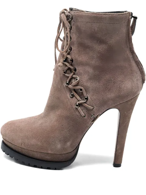 Alaïa Pre-Owned 135mm platform-sole lace-up suede boots