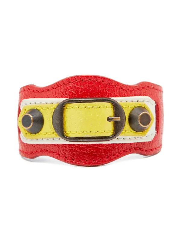 Balenciaga Pre-owned Studded Leather Bracelet in Red