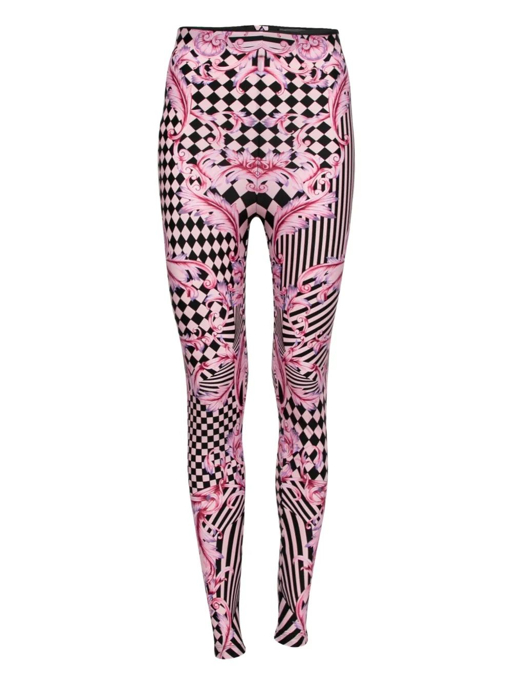 Versace Pre-Owned Leggings Barocco a righe - Nero